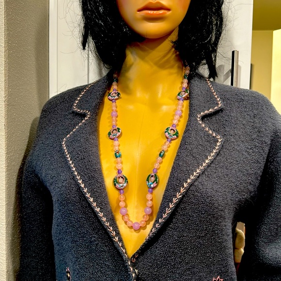 A CLASSY NECKLACE and matching earrings. 925 clasp - Picture 4 of 5